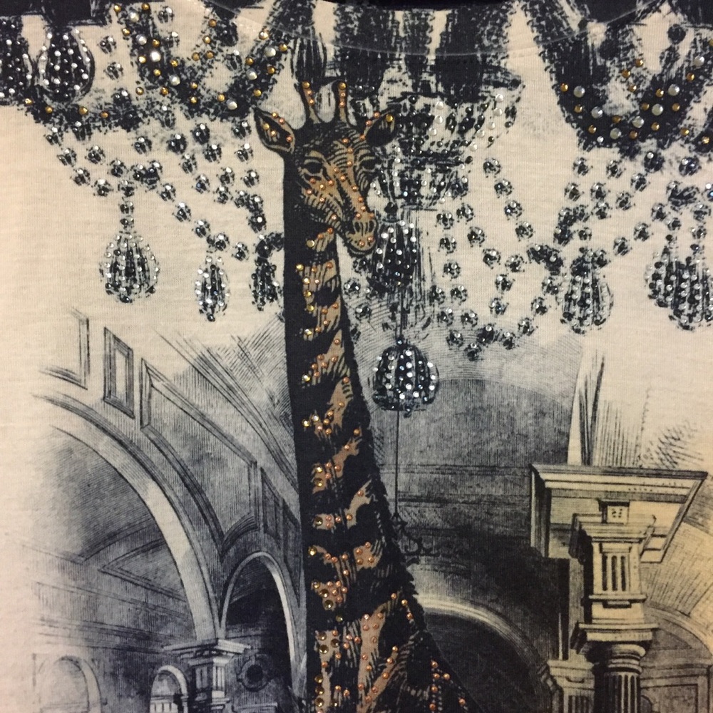 Chico’s Giraffe Graphic ¾ Sleeve Top